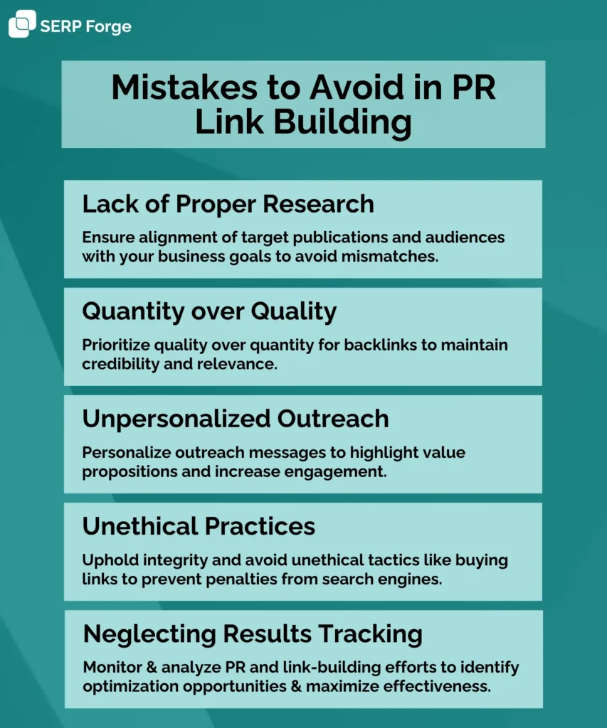 mistakes to avoid in PR link building