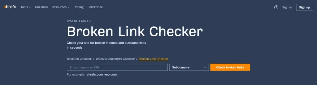 ahrefs broken link checker