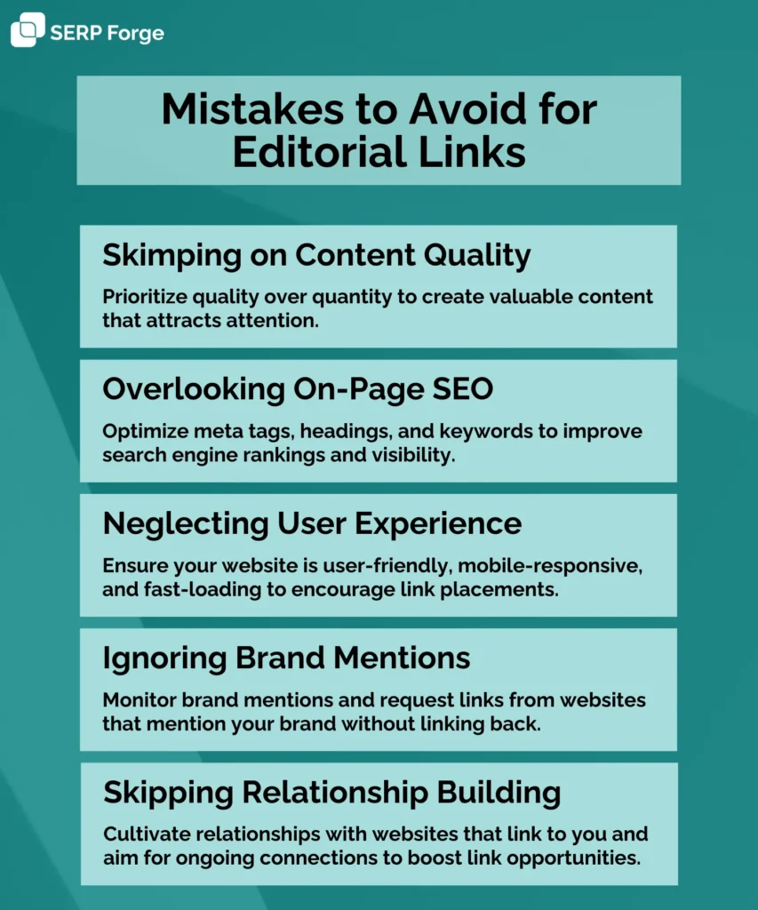 mistakes to avoid for editorial links