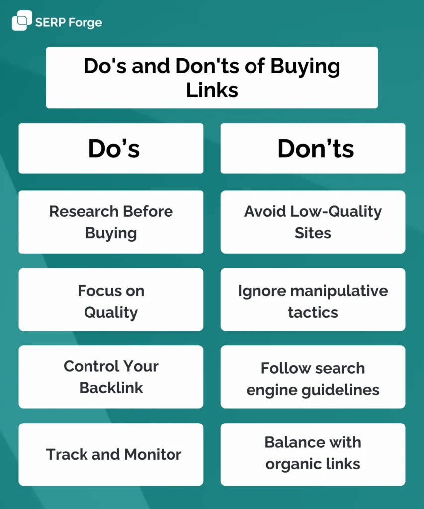 do's and don'ts of buying links
