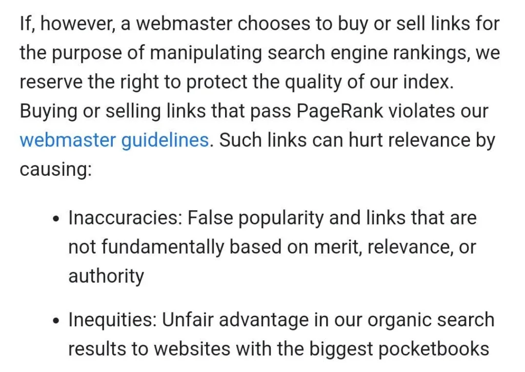 what google thinks about buying links