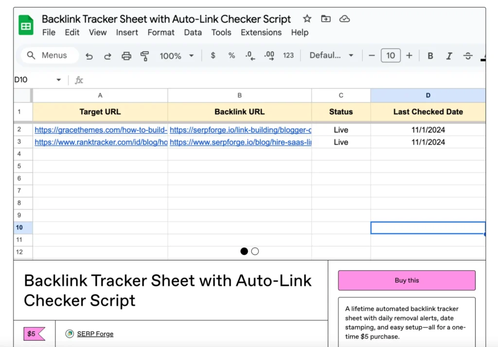 Backlink monitoring tool