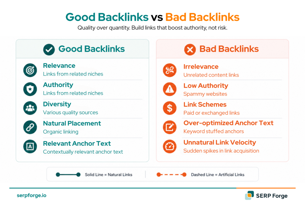 Good Backlinks vs Bad Backlinks