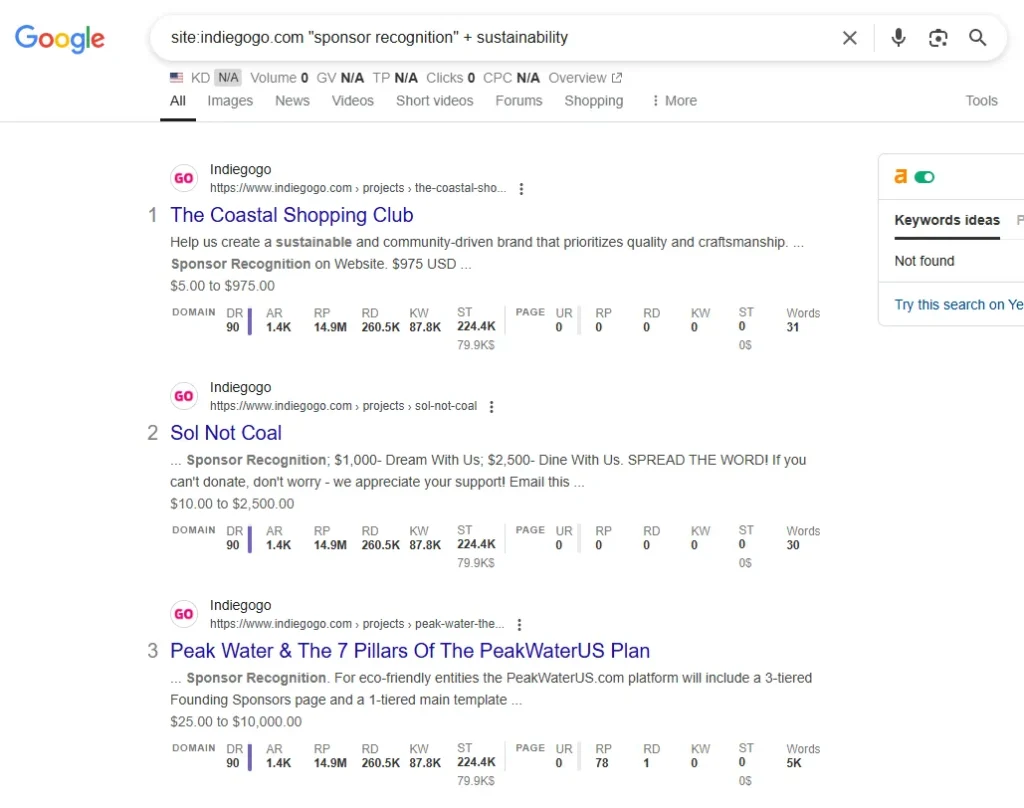 search results