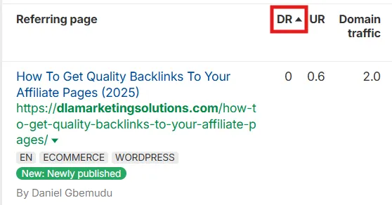 Check domain rating Check domain rating