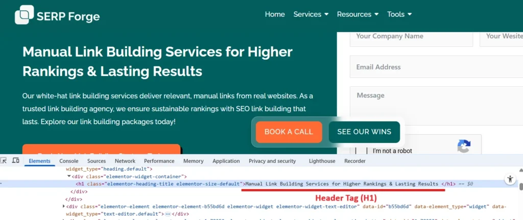 Header tag Header tag