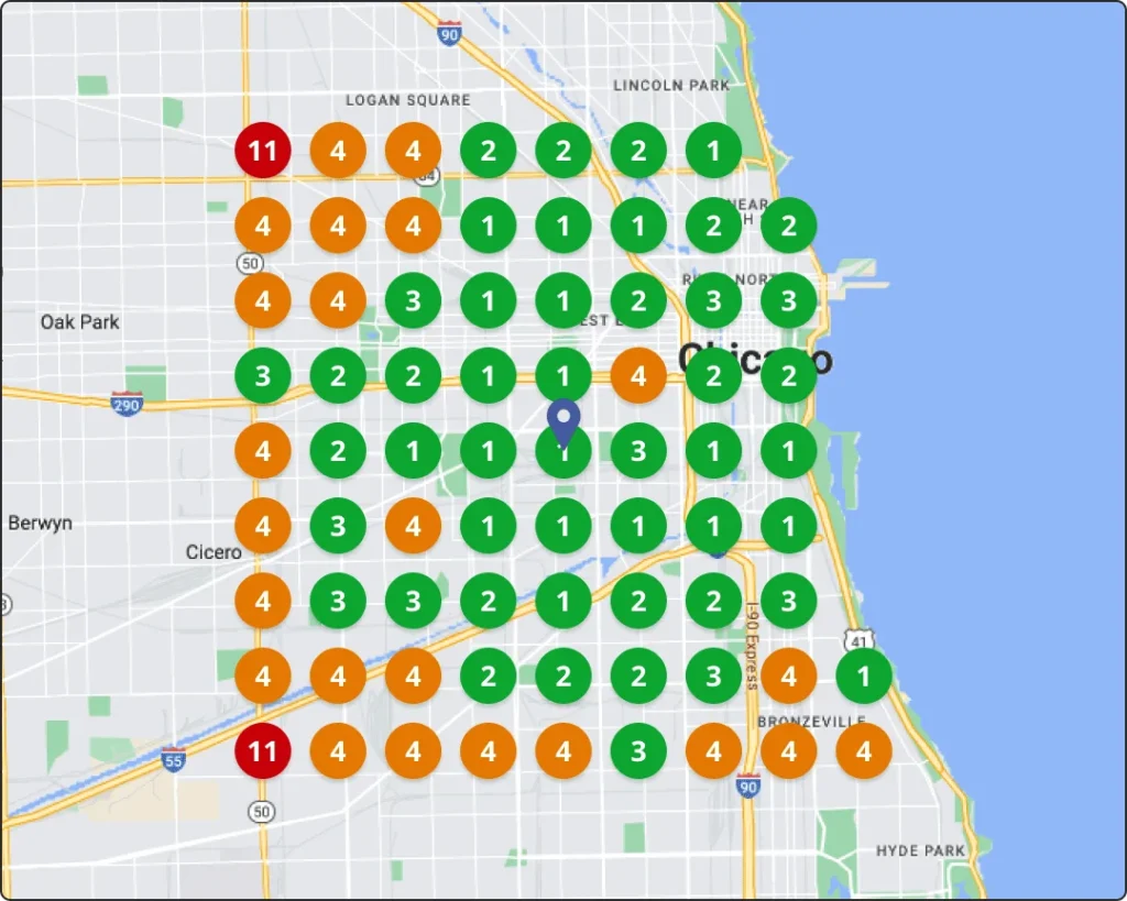 google map grid results through local seo services