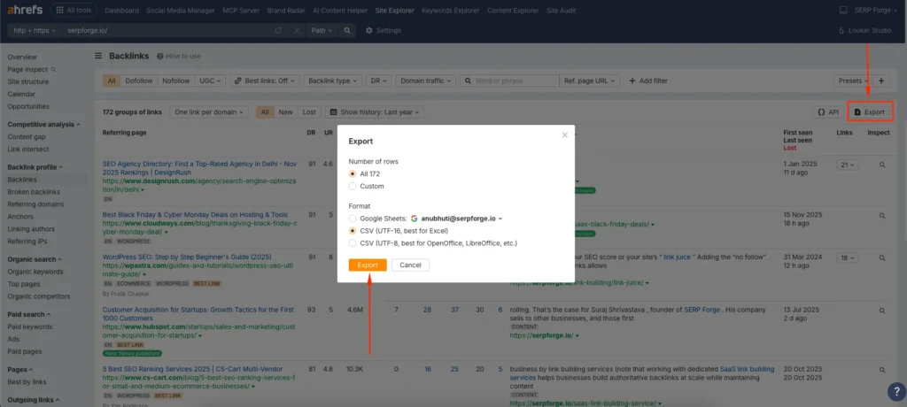 Inbound Link Report Inbound Link Report