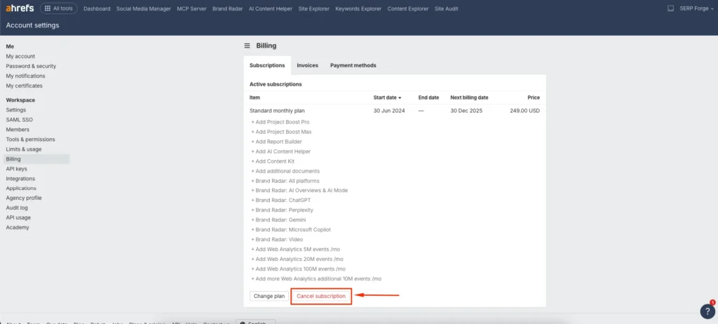 Cancel Subscription Button
