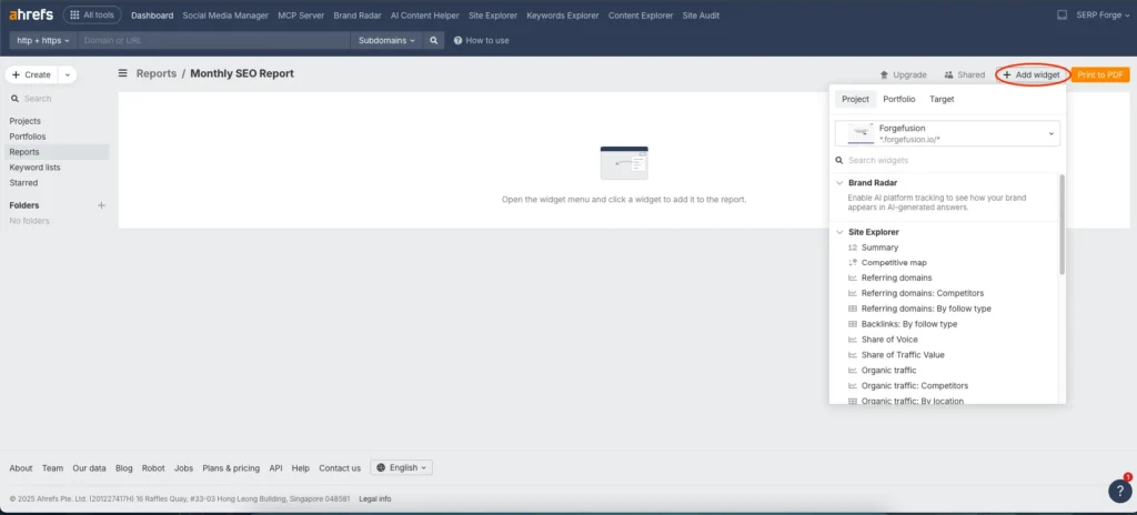 Add Widgets Add Widgets