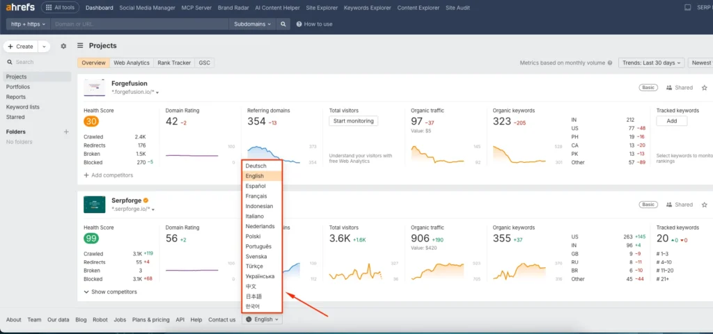 change language in ahref