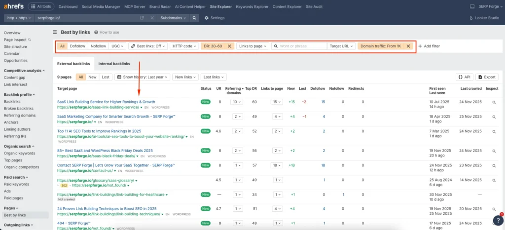 top link-earning pages top link-earning pages