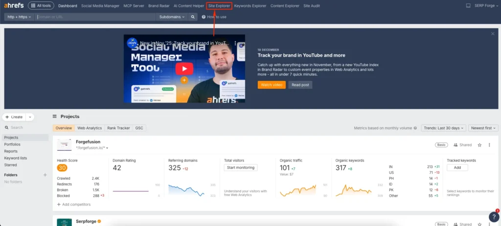 Site Explorer Site Explorer