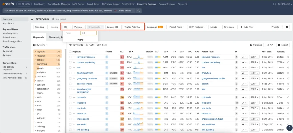 Keywords Explorer Keywords Explorer