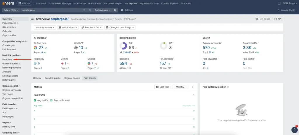 Backlinks report Backlinks report