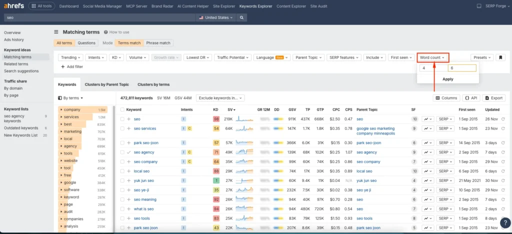 Custom Word Count Filter Custom Word Count Filter