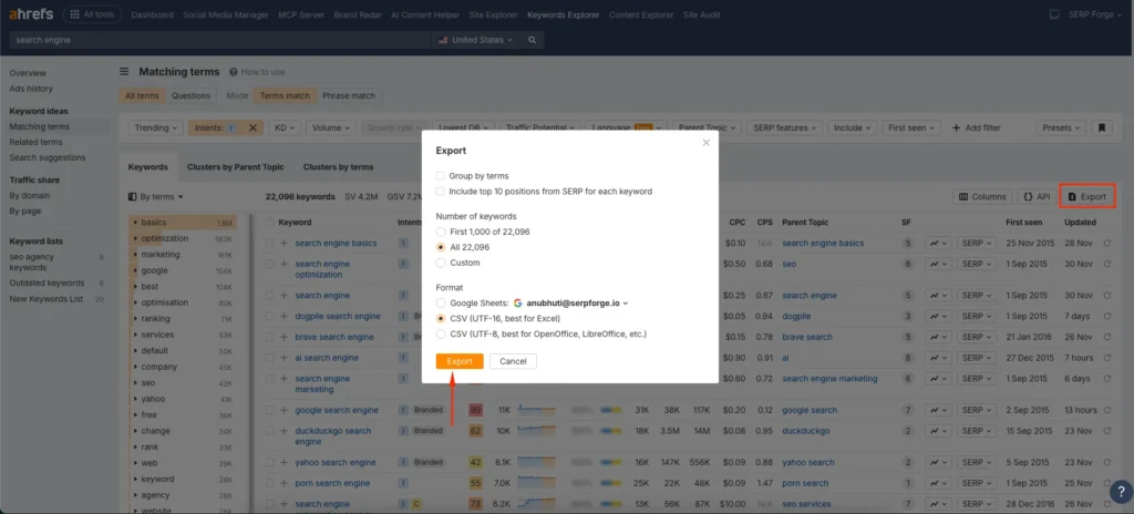 keyword data keyword data