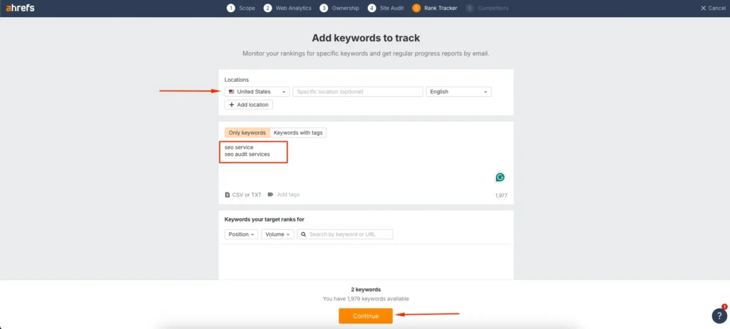 Keywords to Track Keywords to Track