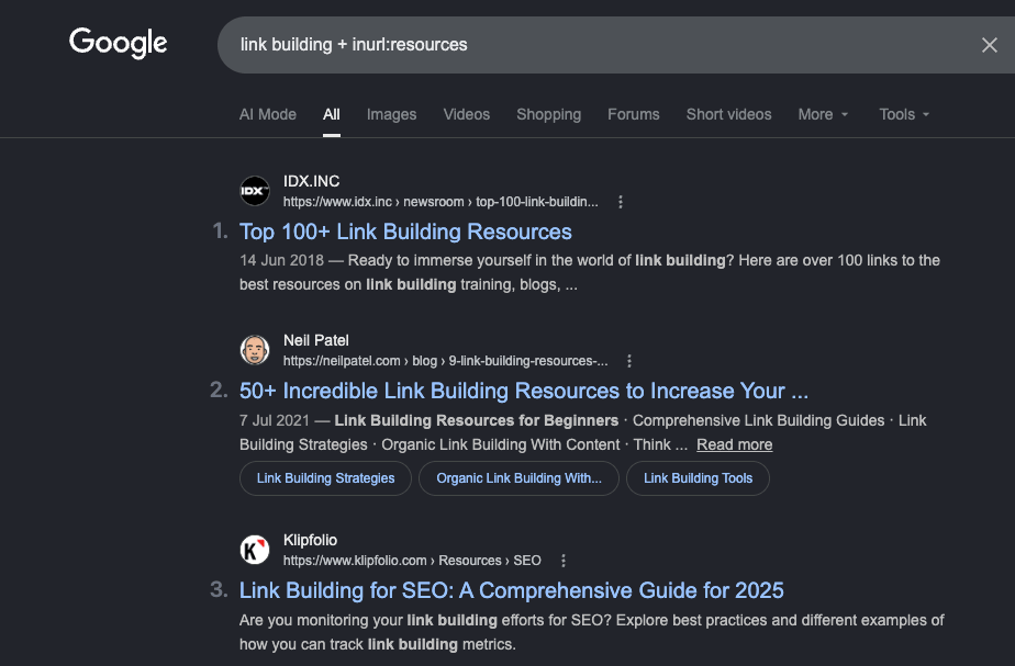 Search for Resource Pages
