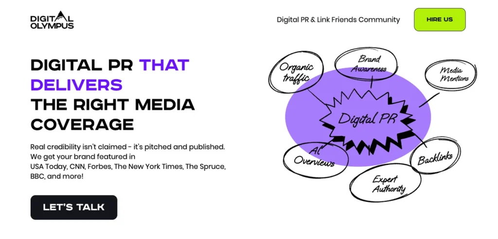 Digital Olympus SaaS link building agency homepage