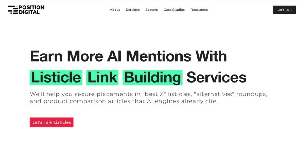 Position Digital SaaS link building agency homepage