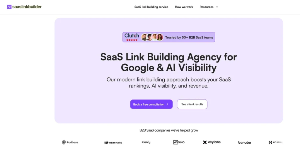 saaslinkbuilder SaaS link building agency homepage
