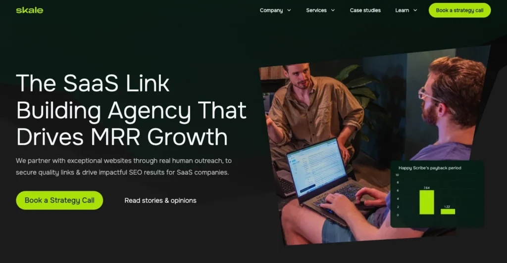 Skale SaaS link building agency homepage